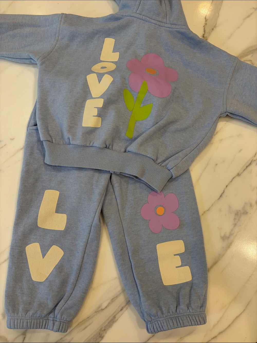Cat & Jack Blue 'LOVE' sweat set & stripe sweater